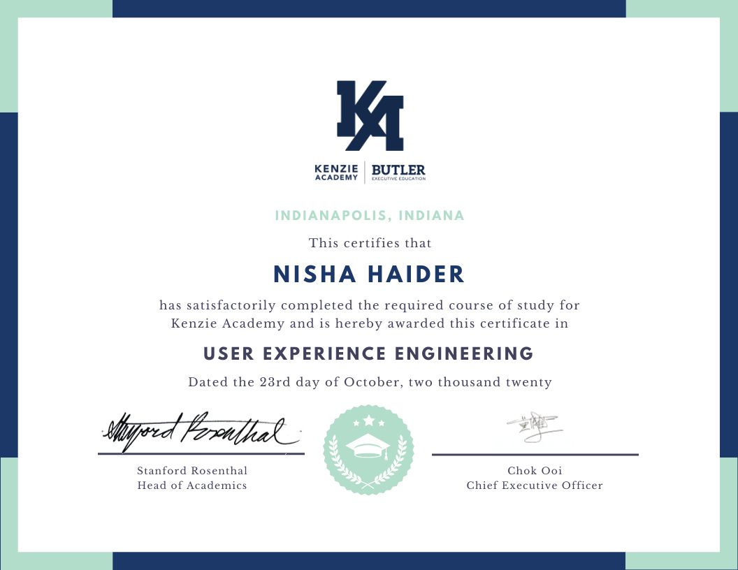 User Interface Certificate